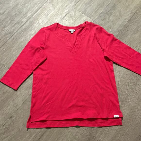 Orvis Tops - Orvis Classic Collection V-Neck 3/4 Sleeve Tee Magenta Medium | Pima